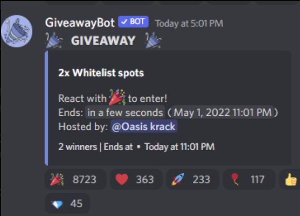 8.7K reactions for a wl giveaway, prob nothing inside <a href="/TheOasisCivil/">Oasis Civilization</a> discord...