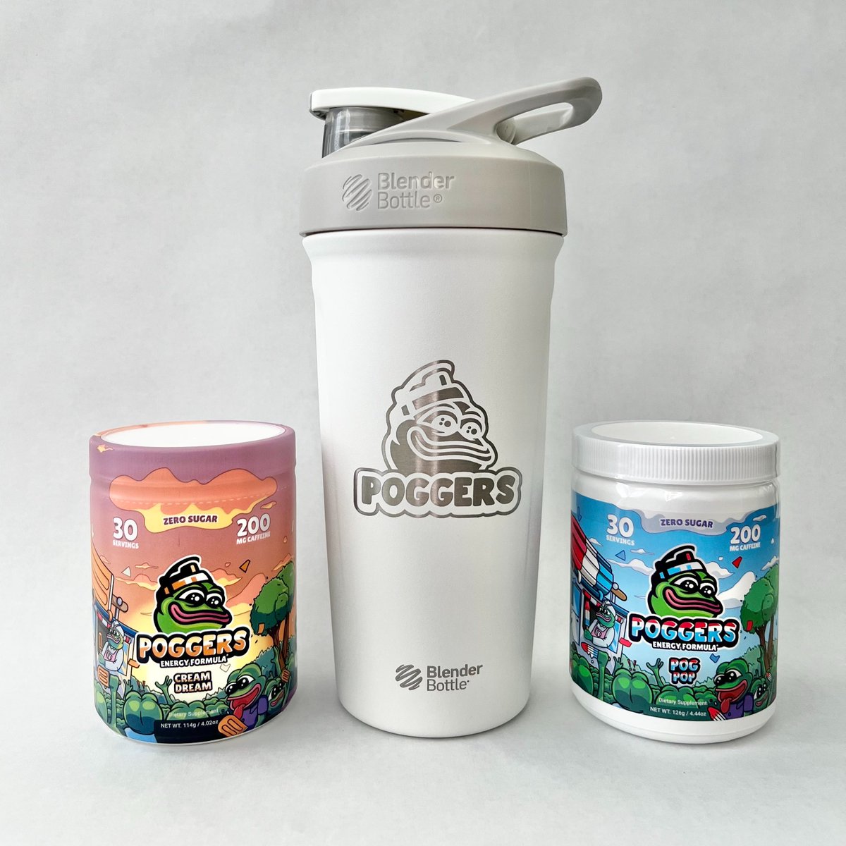PoggersShop's tweet photo. Yo! We're giving away a Poggers Bundle! 🥤🐸

Just retweet and tag a fellow frog to enter. 🎟️

Also, we reduced our prices! Our energy formula is now only $29.99. The best formula on the market for the price! Use code POGGERS for an additional 10% off. https://t.co/NkDTA1YBNm. 🛒 https://t.co/k1wZuigGky