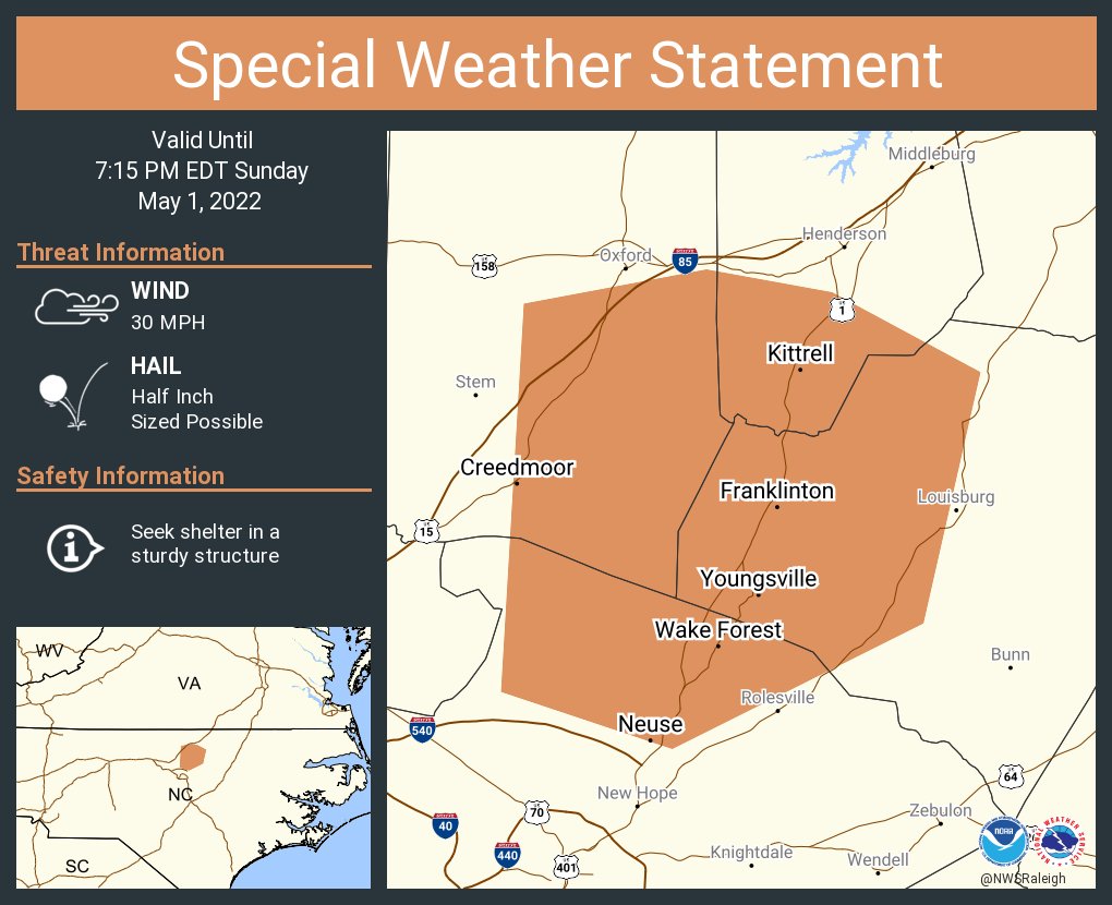 NWS Raleigh on Twitter "A special weather statement has been issued