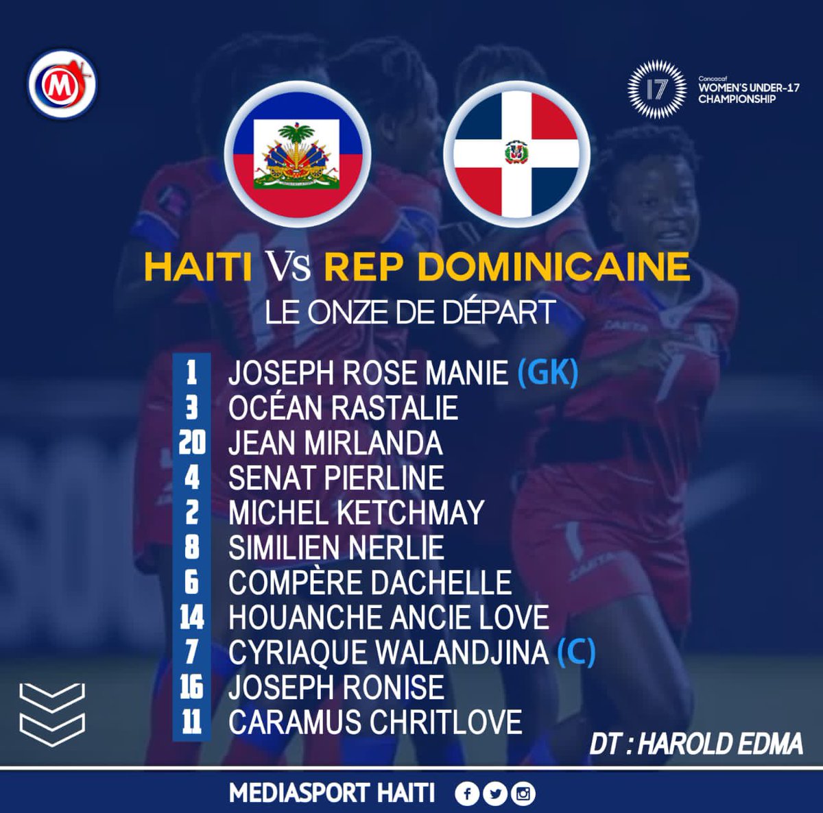 Sportpasiontv's tweet photo. 🔵🔴 ⚔️ Haïti : Le onze de départ face à la République dominicaine avec le retour de Rastalie et Chrislove Caramus.
Coup d'envoi : 19H
🔥 G R E N A D Y E A L A S O 🔥
#MEDIASPORTHAITI | #MSH | #CONCACAF | #GRENADYEALASO | #HAITI I #MEDAMYO https://t.co/7MhvMZ2WfI