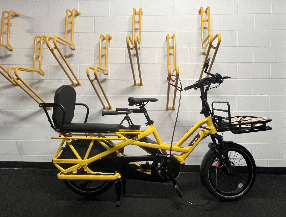 A field note observation for those who design end-of-trip facilities #eotf. Electric bikes are heavy. You can’t just lift and hang them up.  And you do want a power outlet for charging.