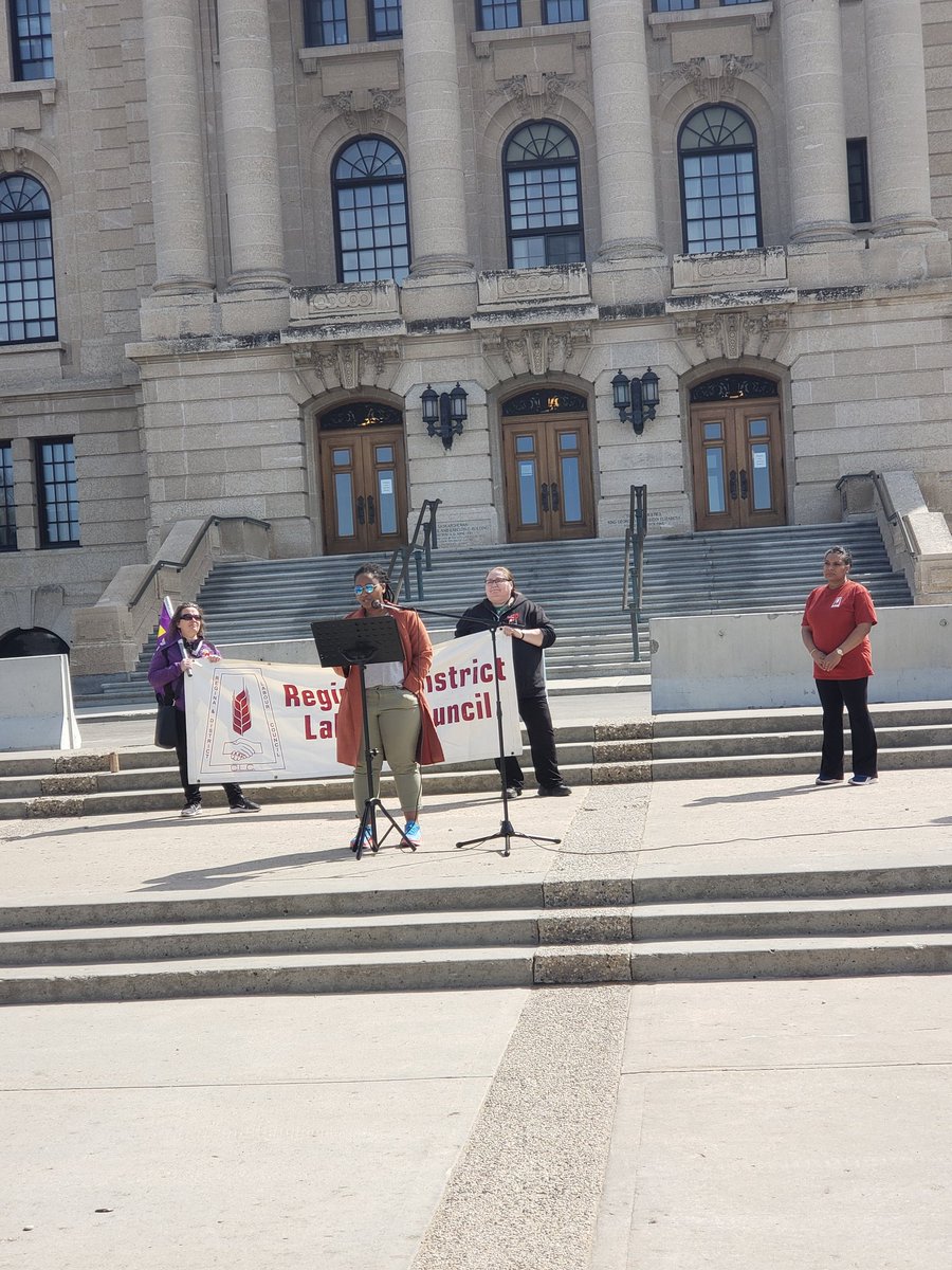 LarryNeufeldSK's tweet photo. Thank you to @ShobnaRadons and the Regina and District Labour Council for organizing today's #MayDay2022 parade &amp; rally in Regina.  The struggle for #workersrights is not over even as we celebrate the victories that have been won #eighthourworkday #solidarity #saskatchewan #yqr https://t.co/dINInaq79c
