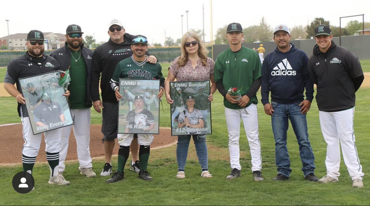 ENMUBaseball's tweet photo. Congratulations to seniors Stephen Rausa, Andres Quintana, and Graduate Assistant Coach Mike Eversole. Hounds split the series against Texas A&amp;M Kingsville to mark the most LSC wins in program history. https://t.co/SoL6IOjygc