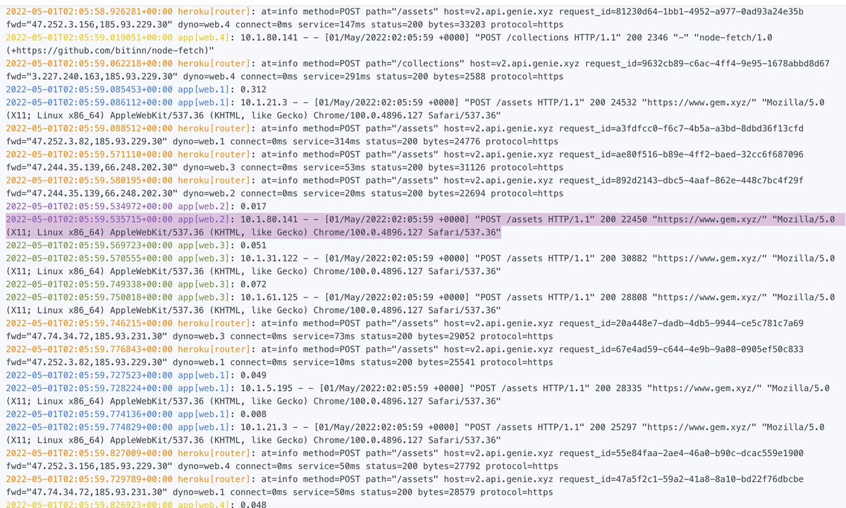 Scott_eth's tweet photo. We just resolved a day’s long DDOS attack @geniexyz. 

The attack began when @othersidemeta started minting. In the last 24 hours a header with the URL https://t.co/NBfTvb4w06 has sent us 1.7M requests in an attempt to crash our website and degrade our performance. 🤦‍♂️ https://t.co/19gqaUicmC