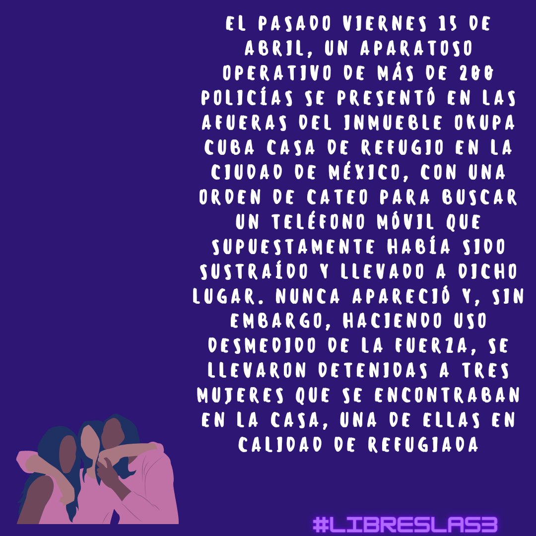 periferia600's tweet photo. #libreslas3
#libreslastres
📢📢EXIGIMOS libertad a nuestras compañeras defensoras 📢📢
@Claudiashein
@ErnestinaGodoy_
@lopezobrador_
¡¡Justicia para nuestras compañeras!
#Presaspoliticas
#Magdalibre
#Arylibre
#karlalibre https://t.co/hTqGgr5hm3