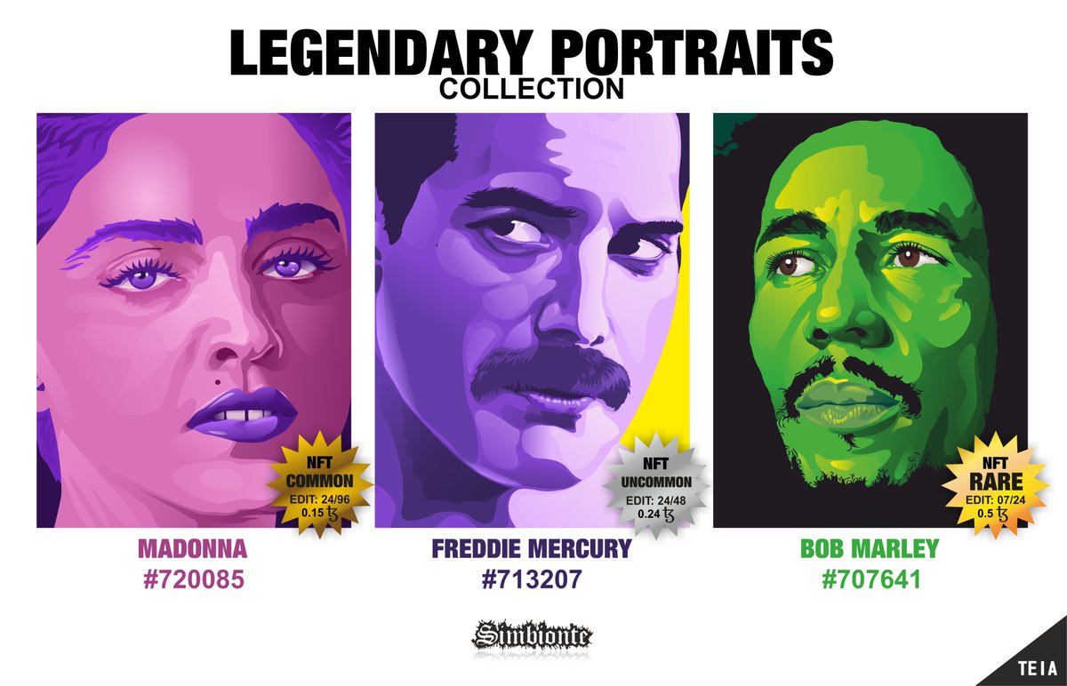 Simbionte_arte's tweet photo. “LEGENDARY PORTRAITS” Collection BY SIMBIONTE!
-
BOB MARLEY:
https://t.co/sto6LwJY3Z
FREDDIE MERCURY:
https://t.co/G84q8W0tnL
MADONNA:
https://t.co/8Vn4Cb0GUC
.
#tezos  #nft #teia #portraits #legends https://t.co/LXAT8HISkx