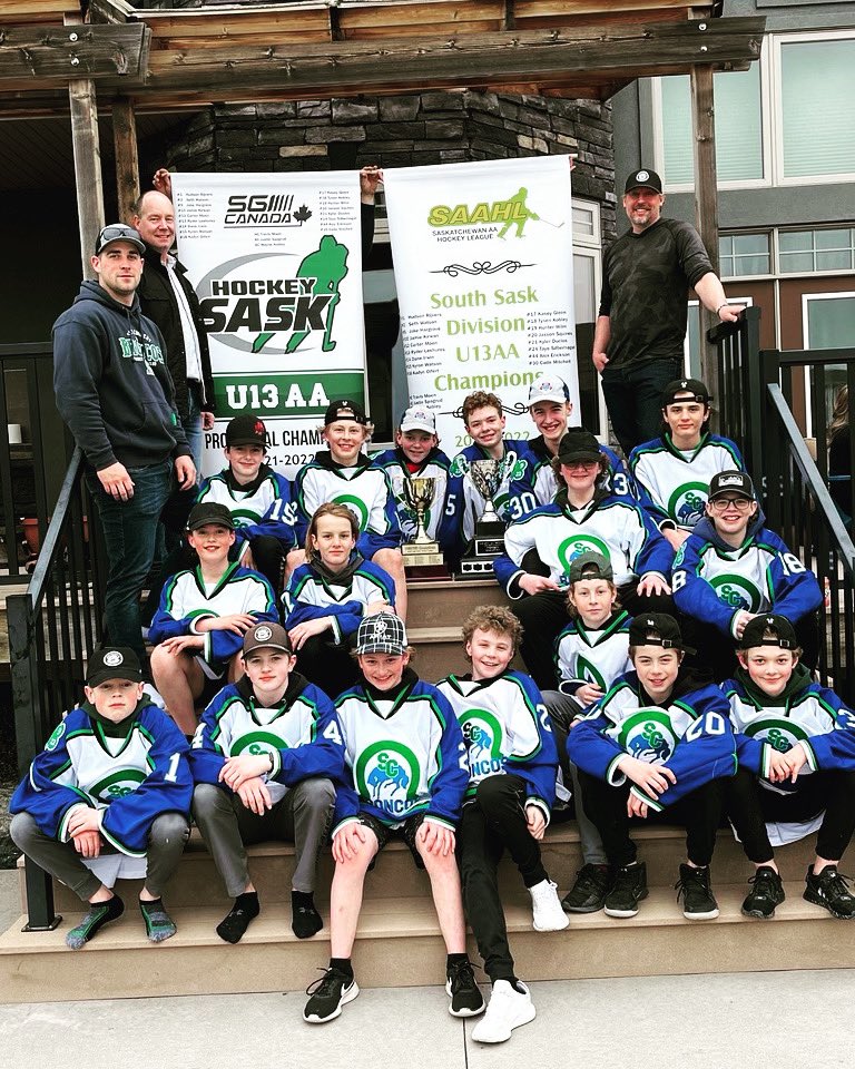 SquiresBen's tweet photo. Had our windup on Friday. What an awesome year of puck #champsbaby #TripleCrown #Broncos https://t.co/e97BdWn5Og