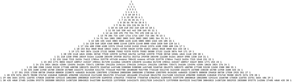 JohnKennedyEsq's tweet image. Python is pretty handy for helping with math homework. #pascalstriangle