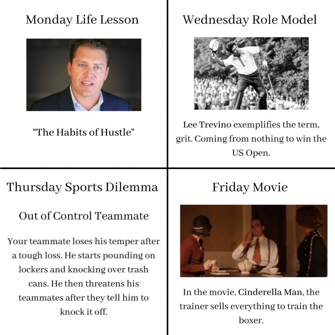 CDandLeadership's tweet photo. Week 8: Grit
Please share this weekly overview of the Student Athlete Program with your team!
This week the app-based Student Athlete Program provides high school athletes with short bursts of daily content on the trait GRIT in relation to sports. #athleteprogram #sports https://t.co/YKyf81nbLp