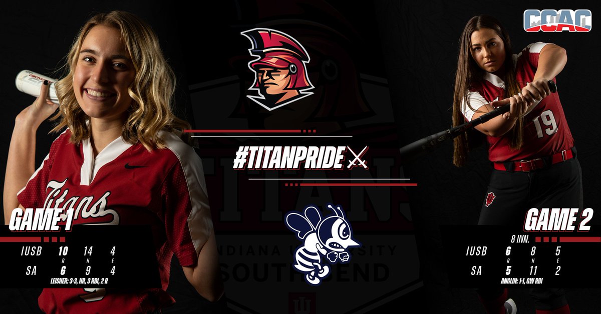 FINAL: <a href="/IUSBsoftball/">IUSBsoftball</a> closes the regular season with a doubleheader sweep at St. Ambrose!

Titans secure the No. 6 seed in next week's <a href="/CCACSports/">CCAC</a> Tournament, starting Thursday in Crown Point, Ind.

#TITANpride⚔️