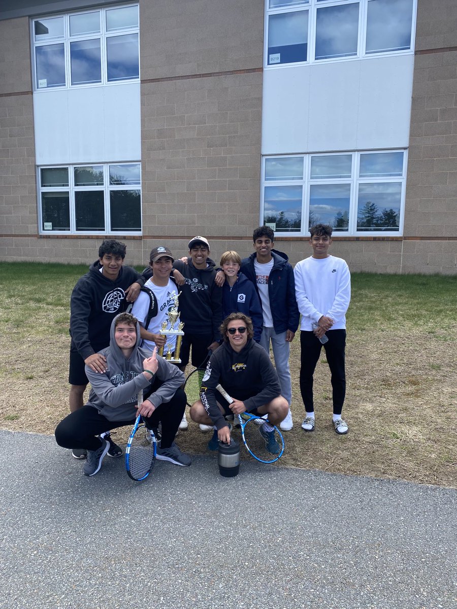 Grafton_HS's tweet photo. Congratulations to our GHS boy’s tennis team! Wilson Fettig won the SWCL single’s championship. Mark Kogan and Colin Frank won the double’s championship. Sarang Kale and Sri Gomattam were the double’s runners up! Way to go! #ghscommunity https://t.co/oRAWjewqaW