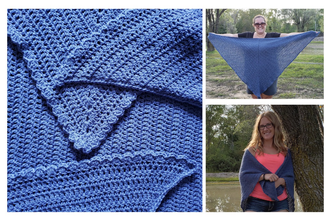 OombawkaDesign's tweet photo. Deep Blue Beginner Shawl Pattern. π§Ά This free crochet shawl pattern uses one ball of DK Weight Yarn. It is easy to make smaller, or larger too! It is a plus-sized shawl (for me - 3X) but also wor... #shawl #crochet #freepattern #redheartyarns #joycreators https://t.co/55hBbwdj2p https://t.co/ahrzsB2MZu