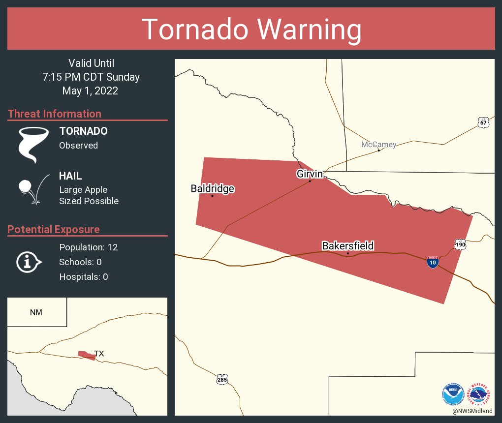 NWS Tornado on Twitter "Tornado Warning continues for Bakersfield TX