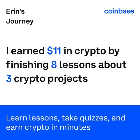 I've earned $11 so far by learning about crypto on <a href="/Coinbase/">Coinbase 🛡️</a>. See how much you can earn at: coinbase.com/earn?utm_campa…