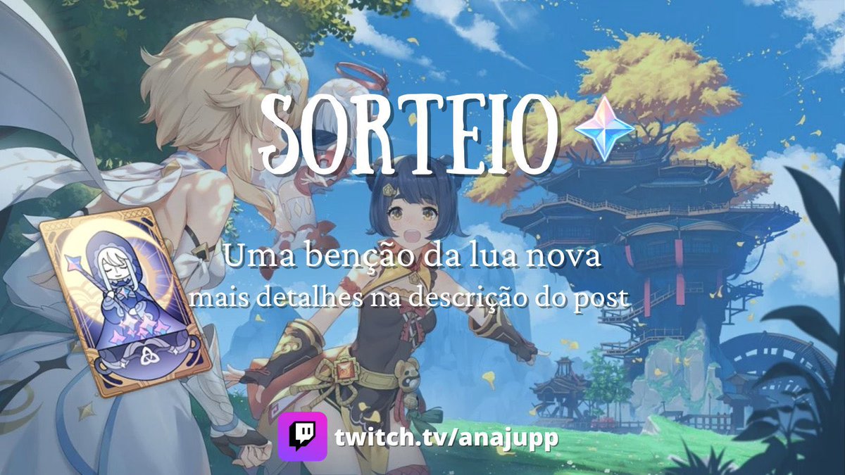 Anajup_'s tweet photo. SORTEIO PARCERIA ‼️

Eu e @previaxd estamos sorteando uma bençãos da lua 

🔰REGRAS: 

• seguir eu e o @previaxd no Twitter 
• dar rt nesse post 

O resultado vai ser postado no Twitter do Prevs dia 07/05!

#GenshinImpact https://t.co/ELzmXI4q8S
