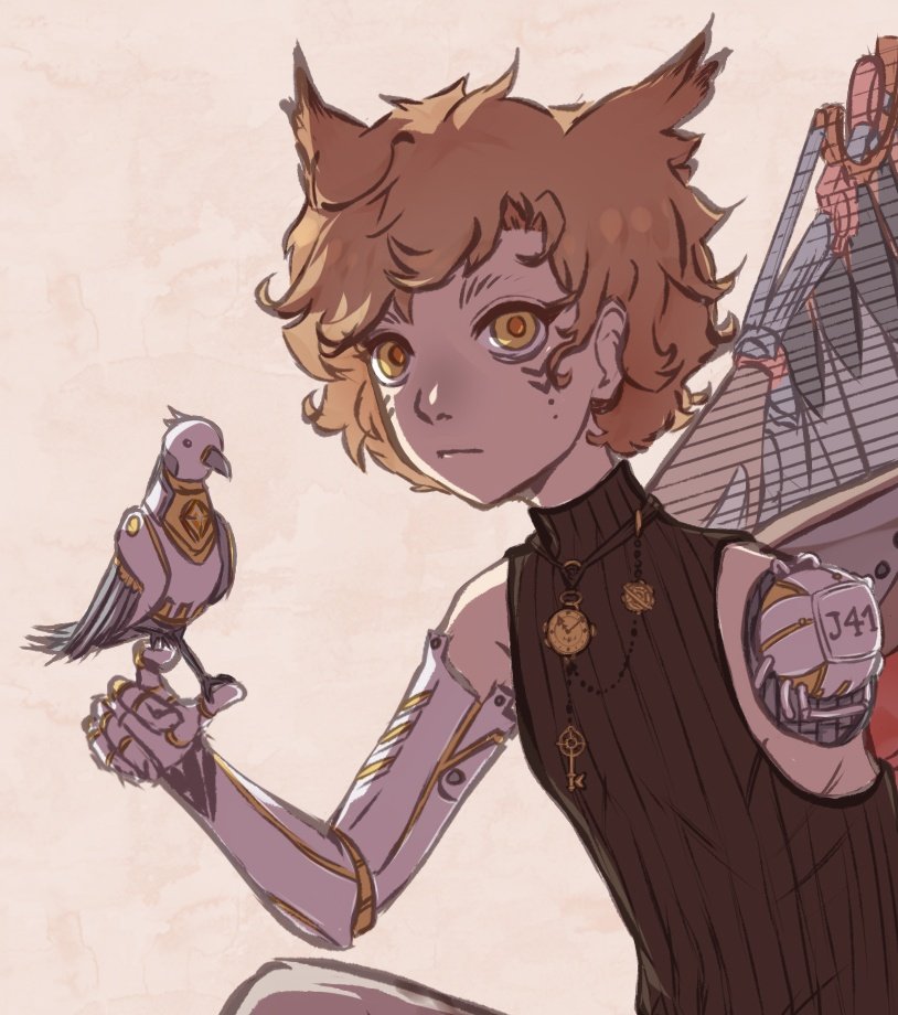 Hi, I've re-designed an old OC from 2020- hope you like them 👀 
Their name is Jewel Birdwhistle

(Please ignore my atrocious naming sense, thank you)
#originalcharacter #steampunk #art #digitalart