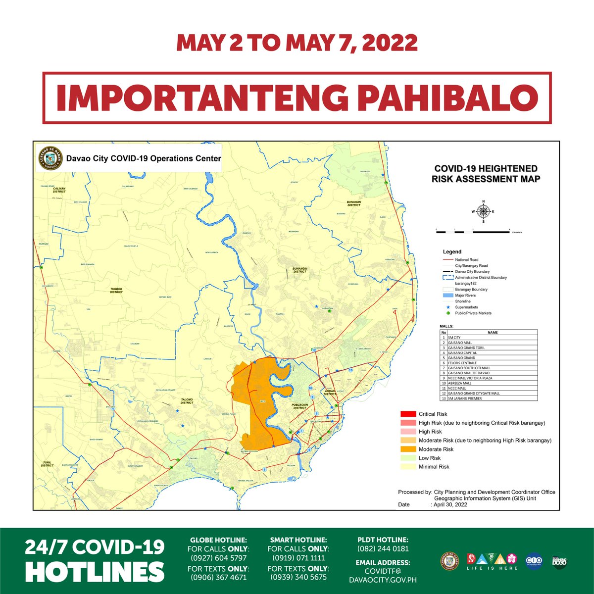 davaocitygov's tweet photo. LOOK: Barangay Risk Classifications (May 2, 2022 to May 7, 2022)

https://t.co/rvKWpD0PCF

[This table is updated weekly.] https://t.co/RjzS8VdB5n