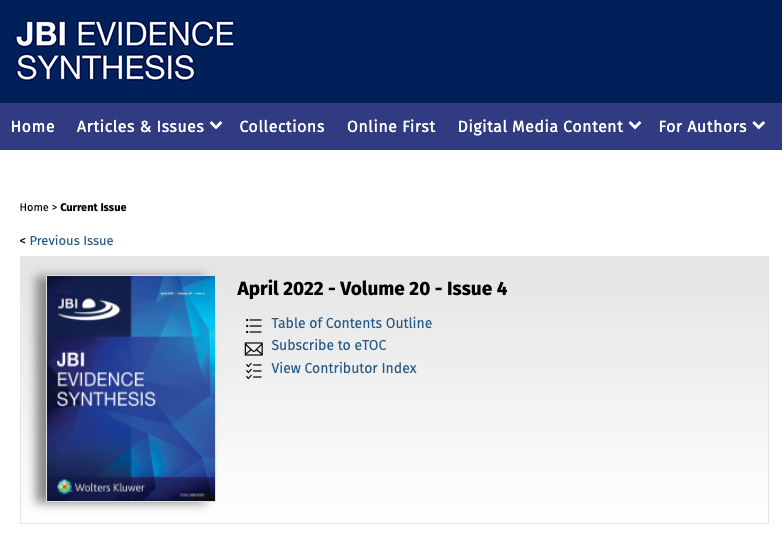 To coincide with #JBIMethodology Month, Issue 4 of JBI Evidence Synthesis focuses on the latest advancements in evidence synthesis methodology, with FREE ACCESS papers on #scopingreviews | #rapidreviews &amp; #systematicreviews  journals.lww.com/jbisrir/Pages/…