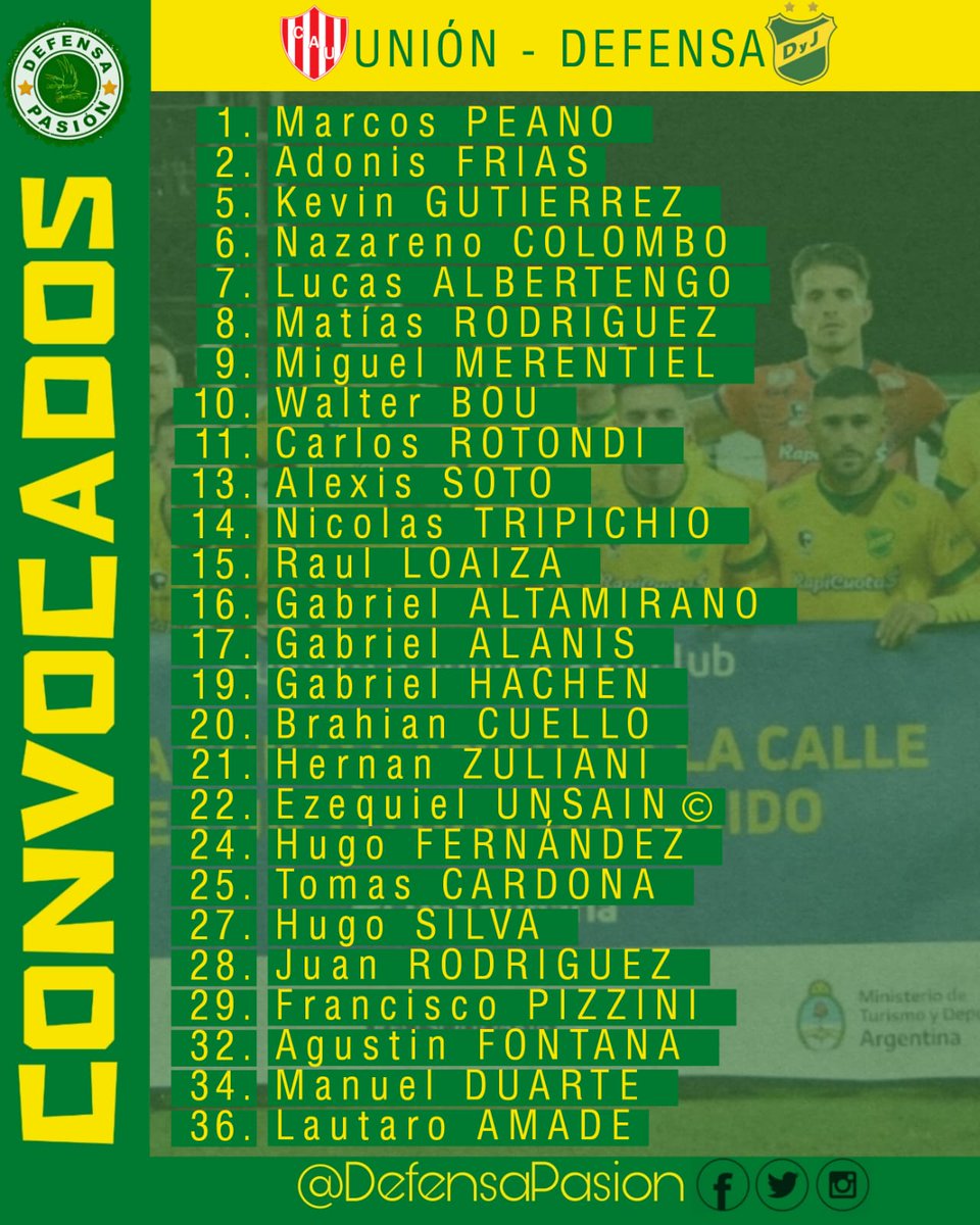 defensapasion's tweet photo. 📋 Acá están los 26 convocados por Sebastian Beccacece de #DefensayJusticia, para enfrentar mañana a #Union por la #Fecha13 de la #CopaBinance🏆 ⚽

📍 Vuelven a la lista de concentrados Adonis Frías y Raul Loaiza https://t.co/0gSMxAgscC