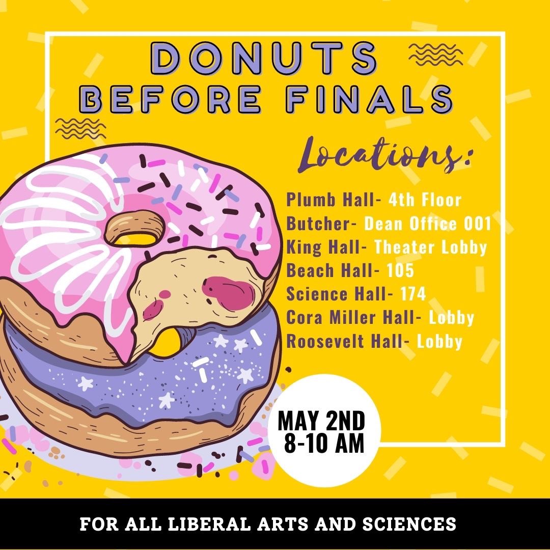 Stop by tomorrow from 8 to 10 am for some free, pre-finals donuts!🐝

#ESUComm #EmporiaStateUniversity #EmporiaKs #College #Kansas #FlintHills #ClassOf2022 #ClassOf2023 #CommunicationDepartment