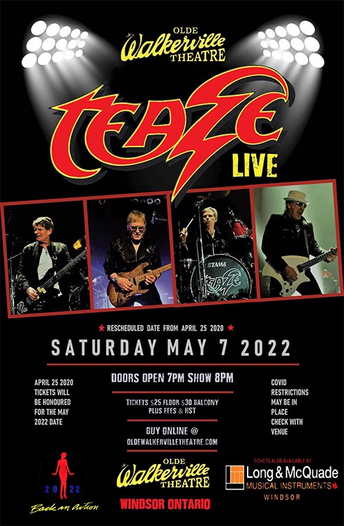After blowing the roof off the #OldeWalkervilleTheatre in 2019 during a concert 39 years in the making #TeazeBand returns live in concert this Sat. May 7th.... we've been waiting 2 years for this encore performance... don't miss out! #YQG eyesonwindsor.com/event/teaze-co…