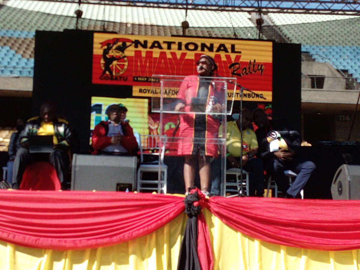 _cosatu's tweet photo. Now, #Cosatu President #ZingiswaLosi is addressing the international worker's day celebrations in #Phokeng village @_cosatu https://t.co/CKckkf9MeU