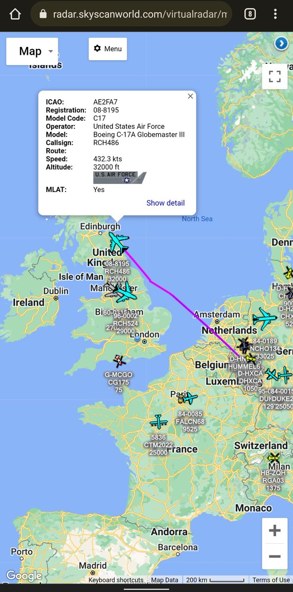 scan_sky's tweet photo. #USAF - Boeing C-17 Globemaster III - 08-8195 - #RCH486
Departed From Ramstein Air Base ๐ฉ๐ช ๐บ๐ธ & Routing To McChord AFB ๐บ๐ธ
Yesterday The Aircraft Flew A Flight Between Ramstein & Rzeszรณw-Jasionka Airport ๐ต๐ฑ https://t.co/mYdDCsK7Ma