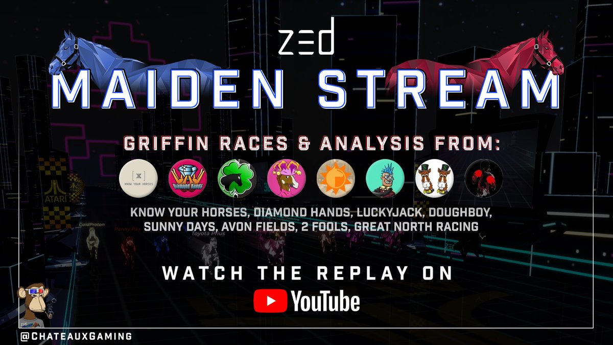 🐎 <a href="/Zed_Run/">zed_run</a> Maiden Stream Replay:
📺 1: youtu.be/GnLpGUtKltc
📺 2: youtu.be/TPw3c6Ip-lE

The live stream on Twitch was a little spotty... but the replay on YouTube is crystal clear.
🧐 Breeding Update Reactions 
<a href="/LuckyJackamoto/">🍀 LuckyJack 🍀</a> Tournament Info
<a href="/knowyourwallet/">Know Your Wallet</a> Founder's Pass