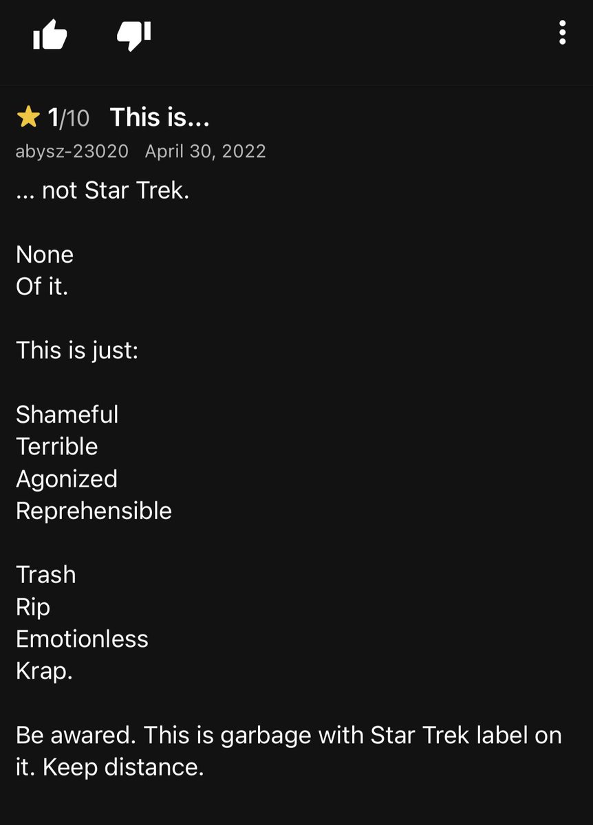 reacTrek's tweet photo. An incredibly well written op-Ed. Also, you spelled “Crap” wrong. #StarTrekPicard #StarTrek #spelling https://t.co/9zR0bm61jS