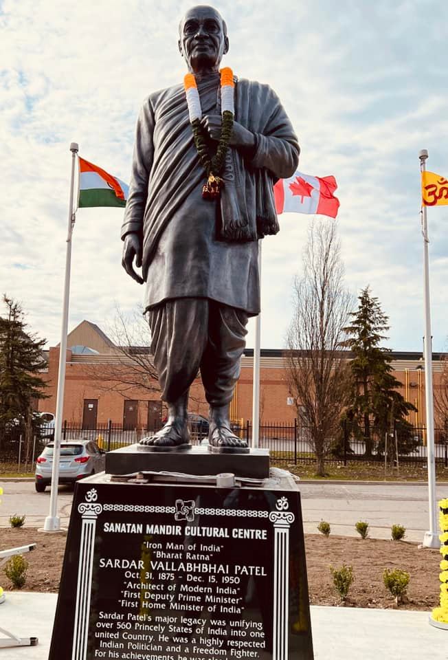 PM Modi e-unveils Sardar Patel’s statue at Sanatan Mandir in Canada