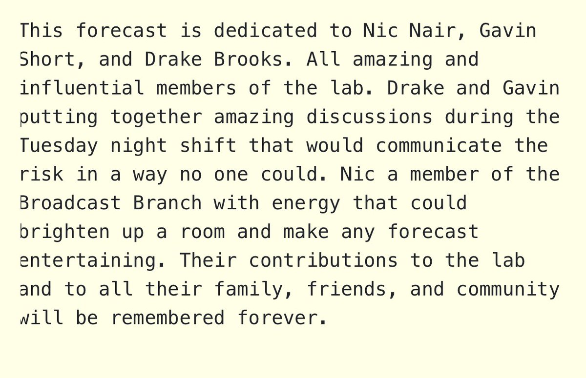 At the end of my discussion today for <a href="/OKwxlab/">Oklahoma Weather Lab</a> I wanted to leave a message that shows how much Drake, Gavin, and Nic meant to this organization. I miss them so much already. ♥️♥️♥️