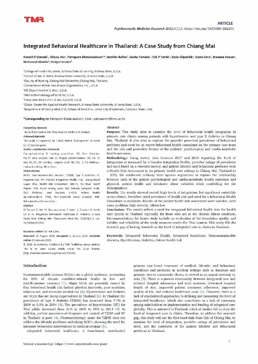 nursecmu's tweet photo. Integrated behavioral healthcare in Thailand: A case study from Chiang Mai. Psychosomatic Medical Research https://t.co/IEpweMXGQH
#NurseCMU #Thailand #Healthcare #ResearchWisdom https://t.co/SUN5euFkkn