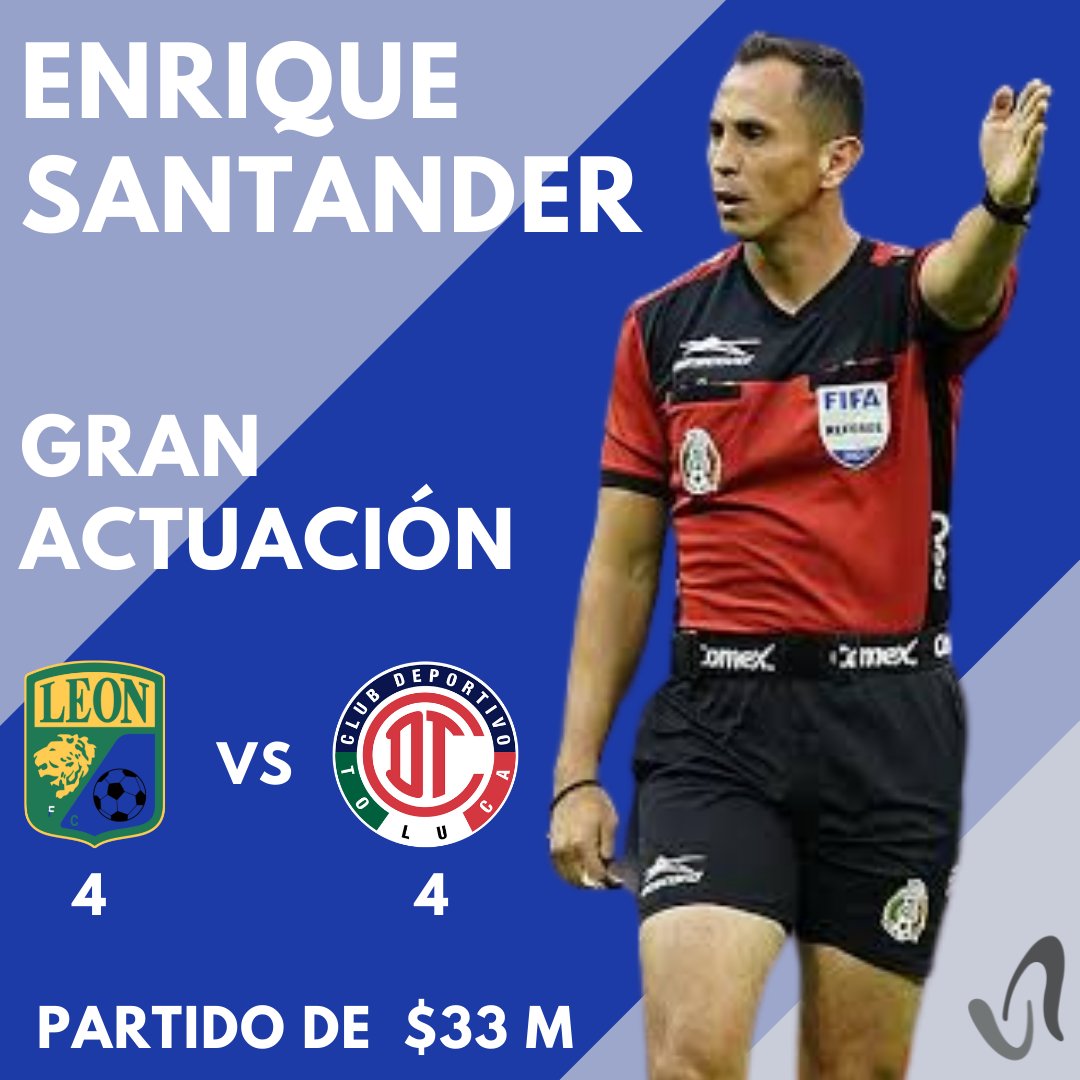 Ayala_Alejandro's tweet photo. Partido de $33 Millones. Y Enrique Santander, literal, a la altura. Paga Toluca.
#AlexAyala #enriquesantander #LigaMX #33millones 
#arbitro
@clubleonfc @TolucaFC https://t.co/eyBQW09ejg