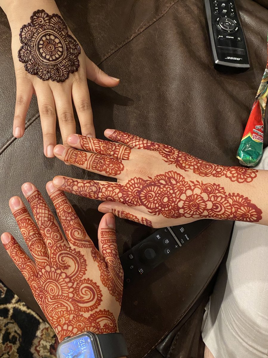 Sounds of laughter &amp; joy are ringing through the house as my daughter &amp; her friends are doing henna/mehndi - This is how we celebrate ‘Chand Raat’ (the night of the new moon) that marks the end of Ramadan &amp; Eid-ul-Fitr in the morning (Eid of Charity) -wishing peace and joy to all