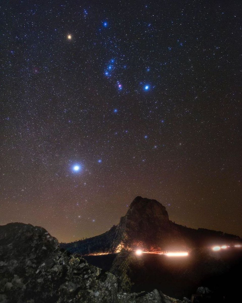 Winter starry night above Pampilhosa da Serra hill, Portugal