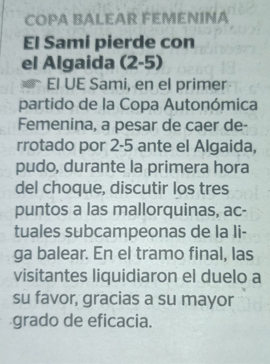 Septiembre'21
1º partido de Liga. 2-Sami vs Algaida-5. 
Mayo'22
1º partido de Copa. 2-Sami vs Algaida-5
Mismo resultado, sensaciones totalmente distintas. Llegó el subcampeón y que bien le plantamos cara! 
Llámalo evolución, mejora, progreso...
Yo le llamo Trabajo bien hecho!