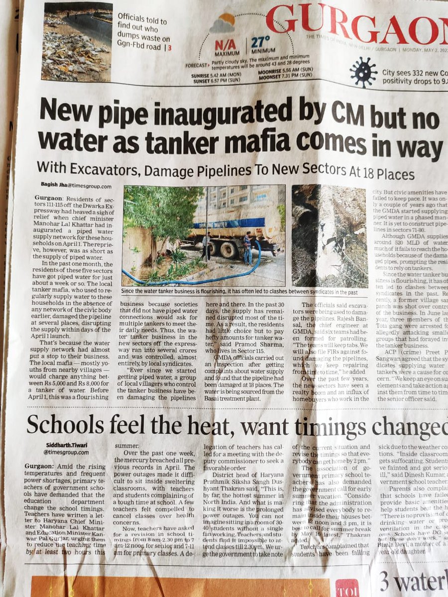 Himansh14823060's tweet photo. What a shame.This is the Govt.we have elected.Corrupt and spineless.They are at the mercy of water goons.This corrupt admin &amp; Tanker Mafia are fleecing us. Shame on you Khattar Govt. You failed the people of Haryana, your government, the PM and your party... https://t.co/AuOpk9inBE