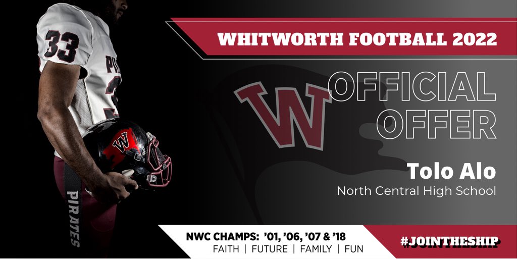 ToloAlo's tweet photo. After an amazing talk with coach Sandberg and the Whitworth coaching staff, I’m very excited to announce that I have received an offer from Whitworth University! Go Pirates🏴‍☠️ https://t.co/Sj6McUGaY5