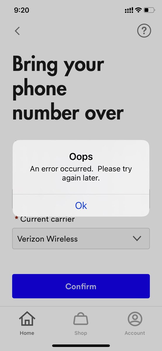 christianation's tweet photo. @visiblecare new member. why does this error keep happening when I try to transfer my number from Verizon? Feels like I’m double paying for service now! https://t.co/N69IdFAXHN