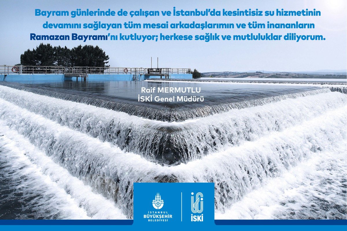 Bayram günlerinde de çalışan ve İstanbul'da kesintisiz su hizmetinin devamını sağlayan tüm mesai arkadaşlarımın ve tüm inananların #RamazanBayramı'nı kutluyor; herkese sağlık ve mutluluklar diliyorum.