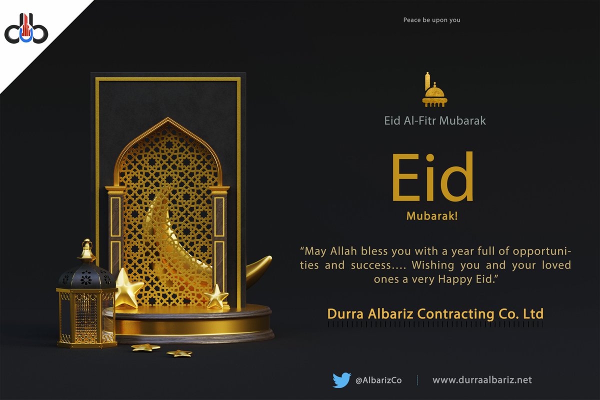 AlbarizCo's tweet photo. May Allah always guide you towards a path of success and achievements…. Wishing you a very warm and blessed Eid Ul Fitr!!!🌙
#EidMubarak 🇸🇦 
#EidUlFitr            #العيد
#Eidulfitr2022    #EidMubarak2022 https://t.co/0W07Ivh0dg