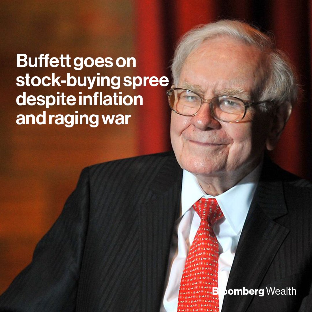 business's tweet photo. Warren Buffett went on his biggest stock buying spree for at least a decade as war broke out in Ukraine and U.S. inflation soared https://t.co/uiQhiSIBWN https://t.co/nQuv7PkY62