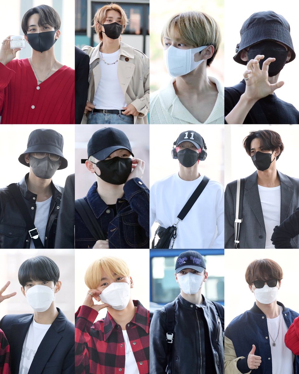 SEVENTEEN members photographed at the Incheon International