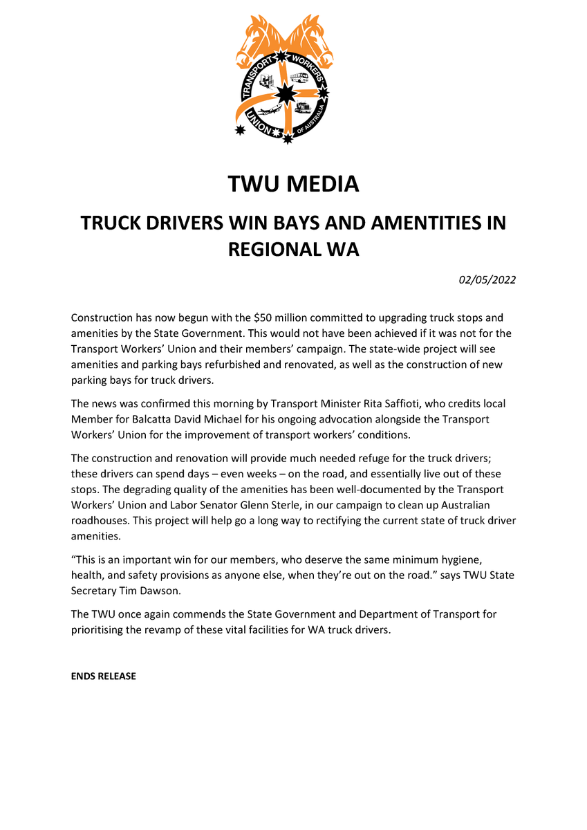 Transport Workers Union WA tweet media