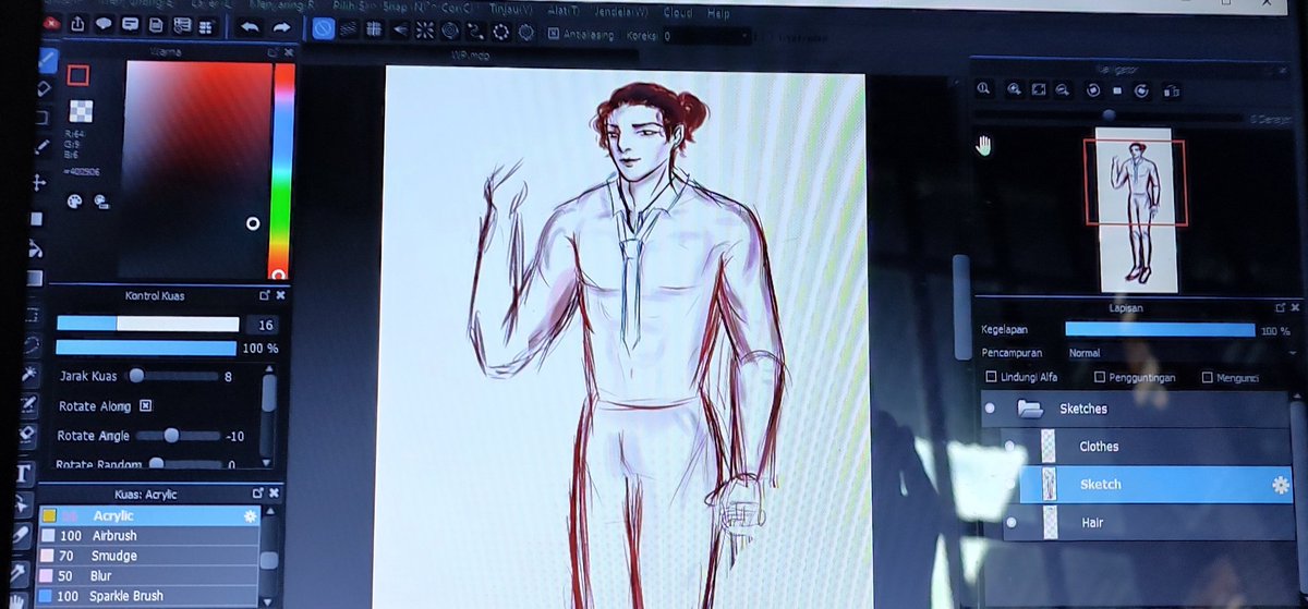 Ash cosplay jadi bangsawan lagi dilukis, lol. #WIP