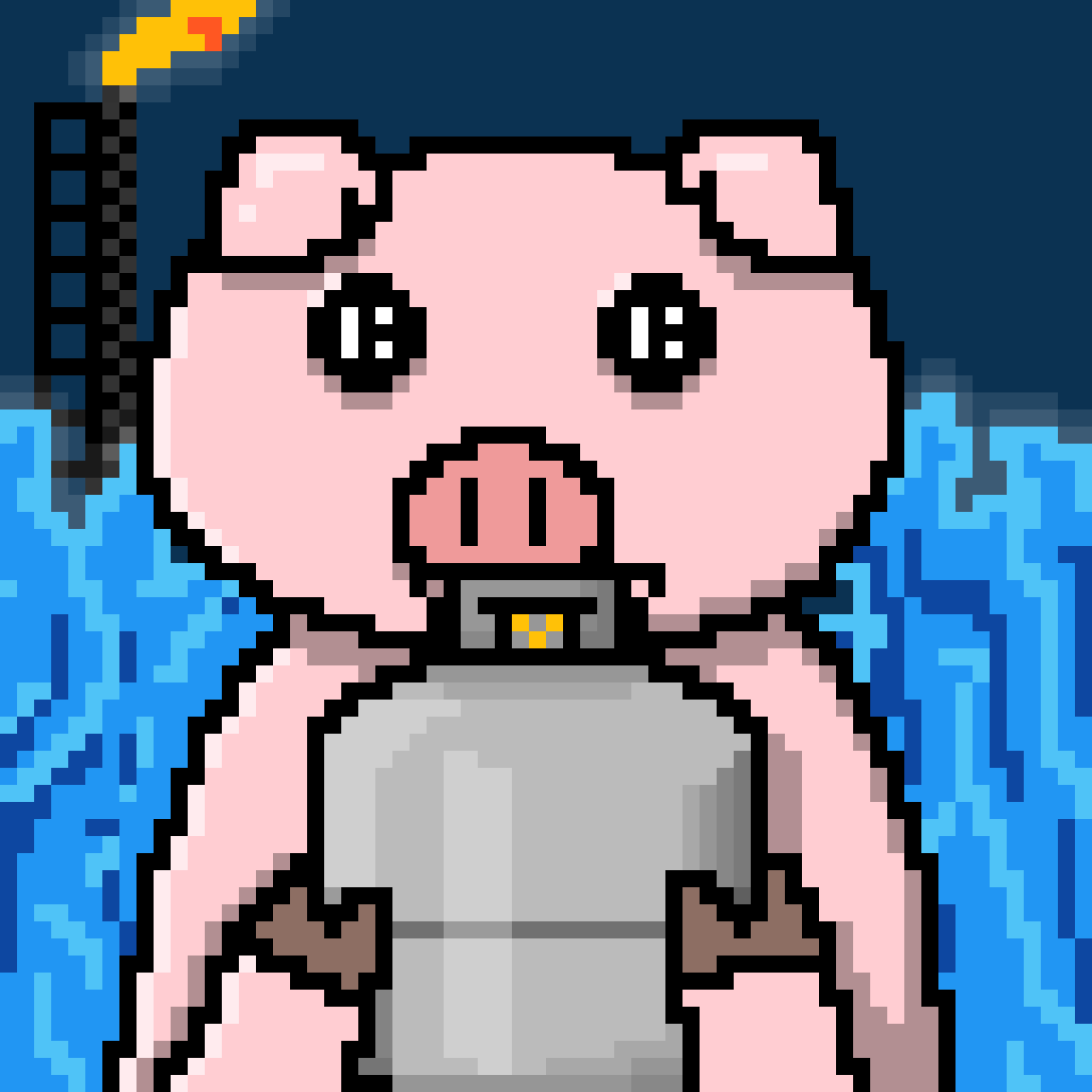 A piggy investor who holds natural gas.

"Don’t be afraid to give up the good to go for the great." 
—John D. Rockefeller

#PiggyIC #NFT #pixelart