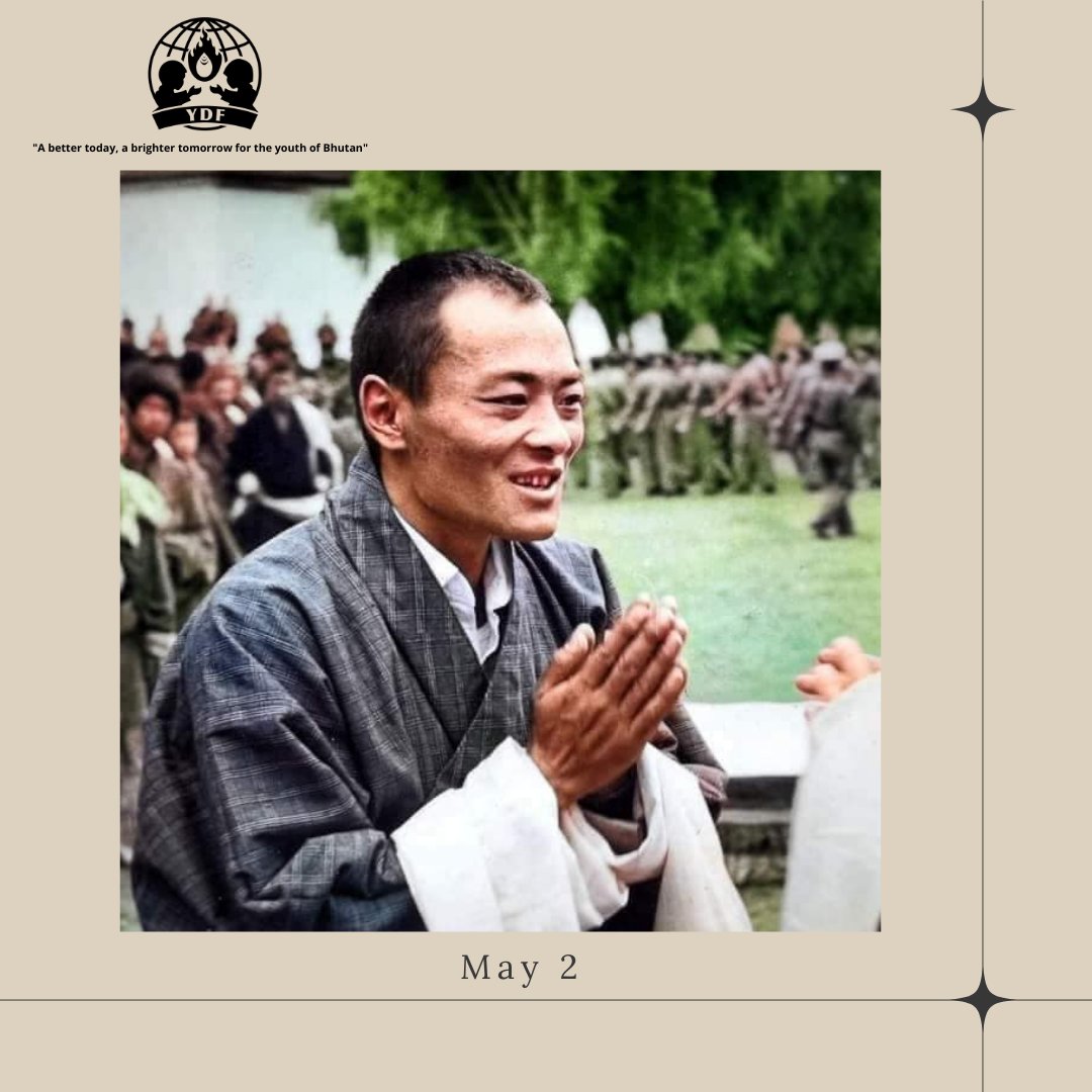 BhutanYdf's tweet photo. On this auspicious occasion of birth anniversary of His Majesty the Third Druk Gyalpo Jigme Dorji Wangchuck, the YDF family would like to join the nation in offering our tribute and a heartfelt gratitude to the 'Father of Modern Bhutan'. https://t.co/x8ZJtgb4xt