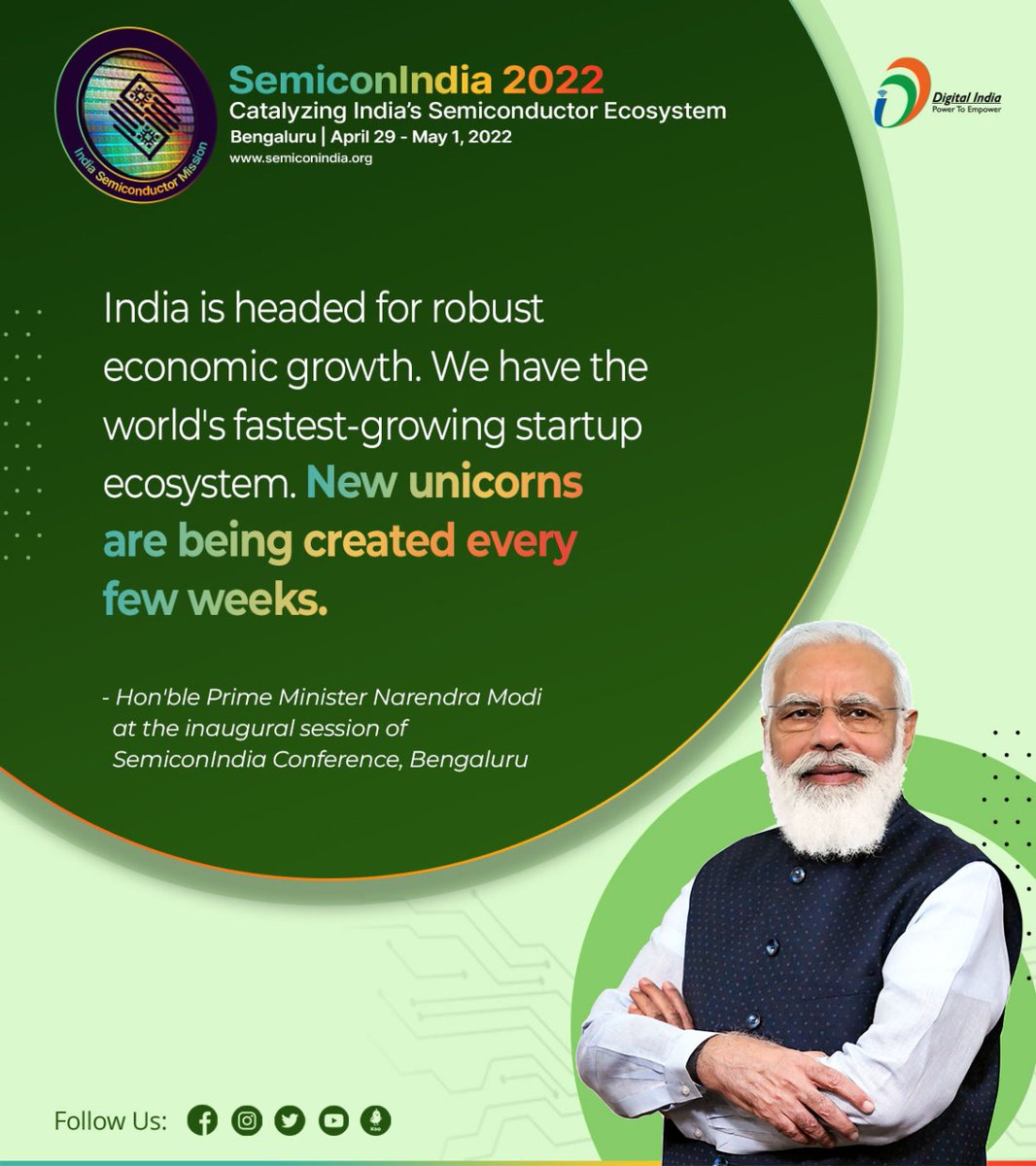 📜 Here are some important takeaways from Hon'ble PM Shri @narendramodi's speech at the inaugural session of #SemiconIndia2022, the first ever conference that aimed at catalyzing India’s #semiconductor ecosystem! @GoI_MeitY @AshwiniVaishnaw @Rajeev_GoI