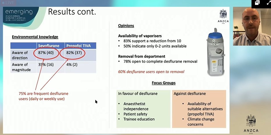 From Dr Will Birkett - a great discussion of barriers to #ditchthedes at <a href="/MonashAnaes/">Monash Anaesthesia</a> - great audit activity to help change practice for <a href="/ANZCA/">ANZCA</a> trainees #ASM22PER <a href="/tra2sh1/">TRA2SH Collaboration</a>