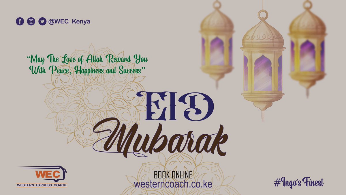 WEC_Kenya's tweet photo. Eid Mubarak
"May the love of Allah Reward you with Peace, Happiness and Success"  #EidMubarak   #eidmubarak2022 

Book ONLINE: 
🌐   https://t.co/WbaAWOaZVv

#IngosFinest👌 https://t.co/jSJ8EWNdpy
